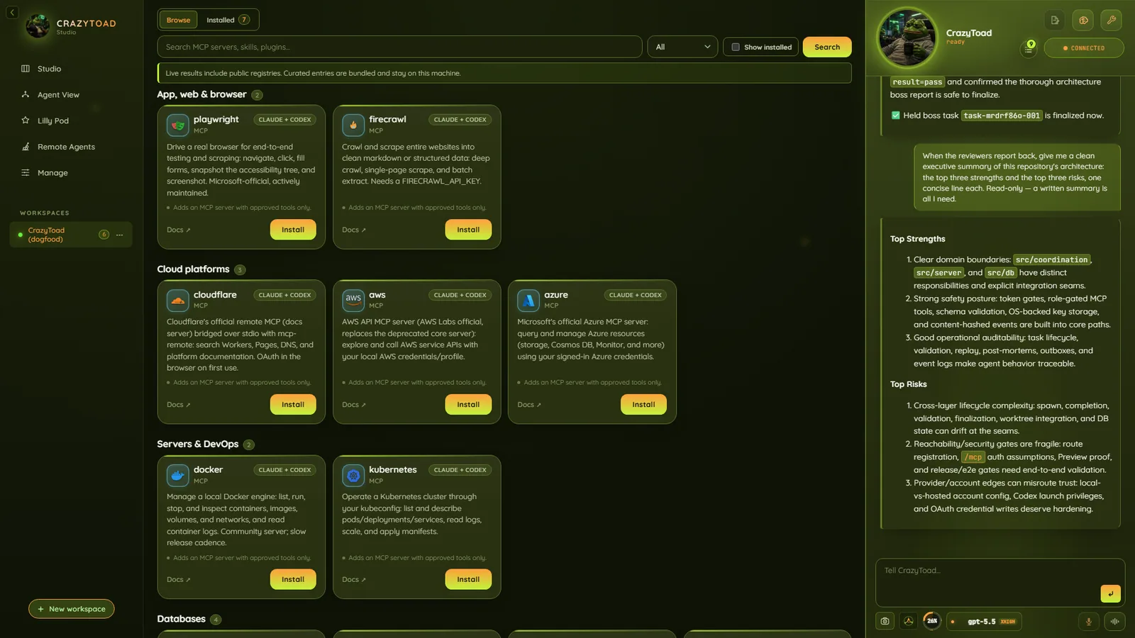 CrazyToad Shop browse and install page
