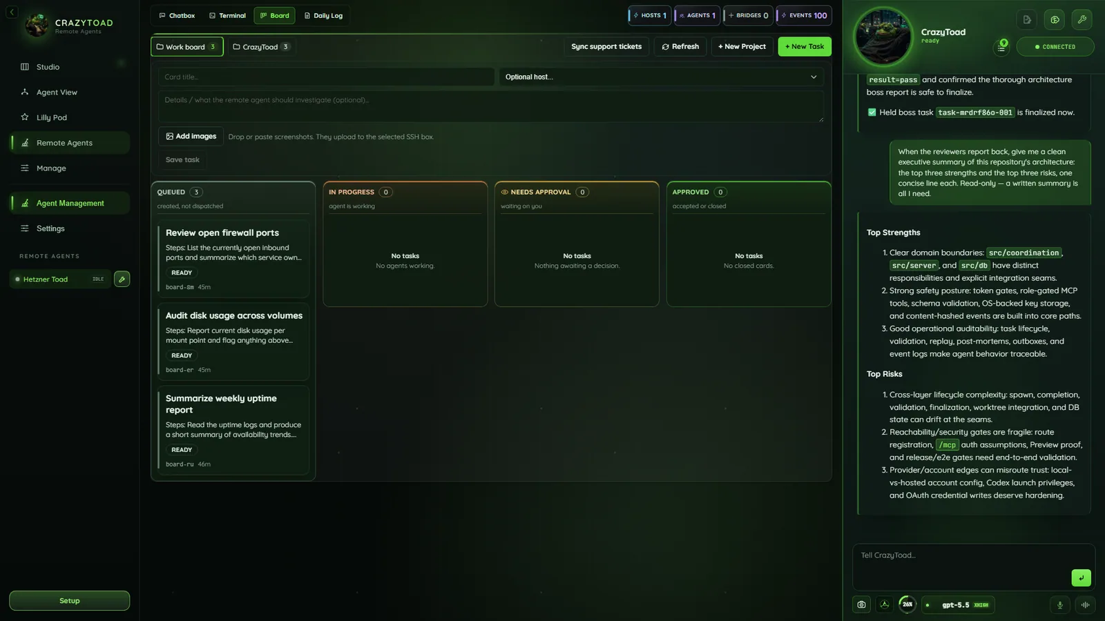 CrazyToad Remote Agents in the screenshot set mapped to the selected palette