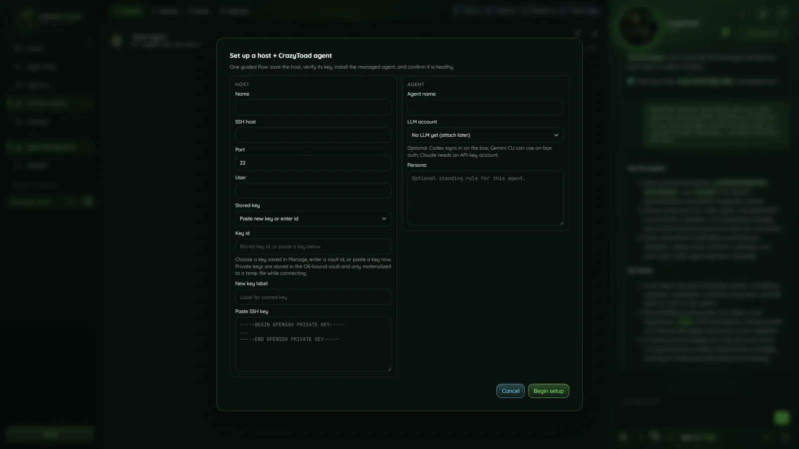 CrazyToad Remote Agents setup without sensitive host details